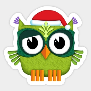 Owl Santa Claus green Sticker